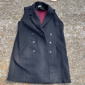 UNTUCKit Vest Women L Black Vera Double Breasted Wool Blend Longline Blazer